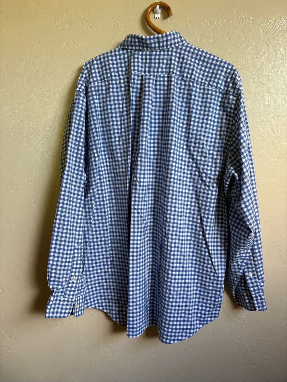Ralph Lauren Gingham Check Plaid Blue White 100% Cotton Button Down Shirt 2XB
